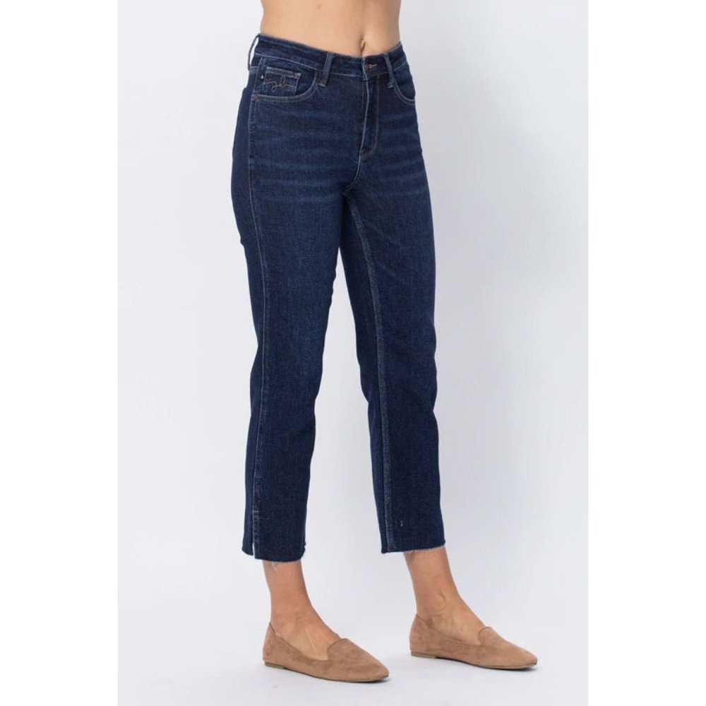 Judy Blue Cropped Straight Jean With Raw Hem